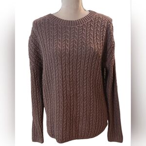 Wind River Cableknit Womans Crew Neck Purple Sweater Granola Girl Small Camp